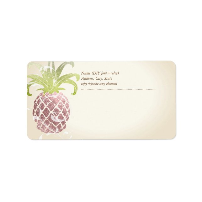 Étiquette PixDezines Ananas/Faux Rose Gold (Devant)