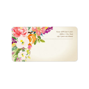 Étiquette PixDezines Aquarelle Florale/Arrière-plan Vintage