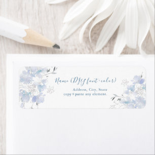 Étiquette PixDezines Aquarelle Florale, Dusty Blue Sweetpea