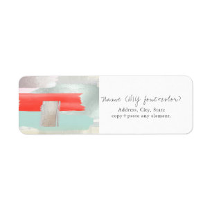 Étiquette PixDezines Art Moderne, Aquarelle Coral Seafoam