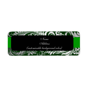 Étiquette PixDezines Bellissimo Damask faux argent/vert
