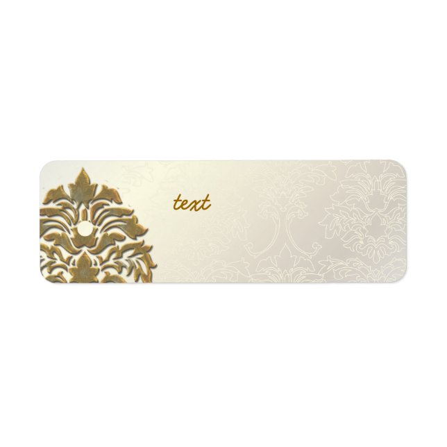 Étiquette PixDezines Damask 1, Faux Gold + Pearl (Devant)