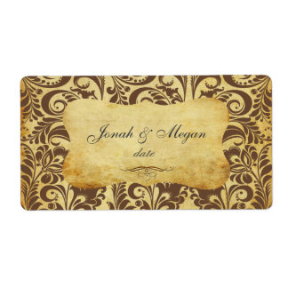 Étiquette PixDezines Felina, Faux Silver Fidora Damask