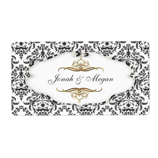 Étiquette PixDezines Felina, noir + damas perle 14 (Devant)