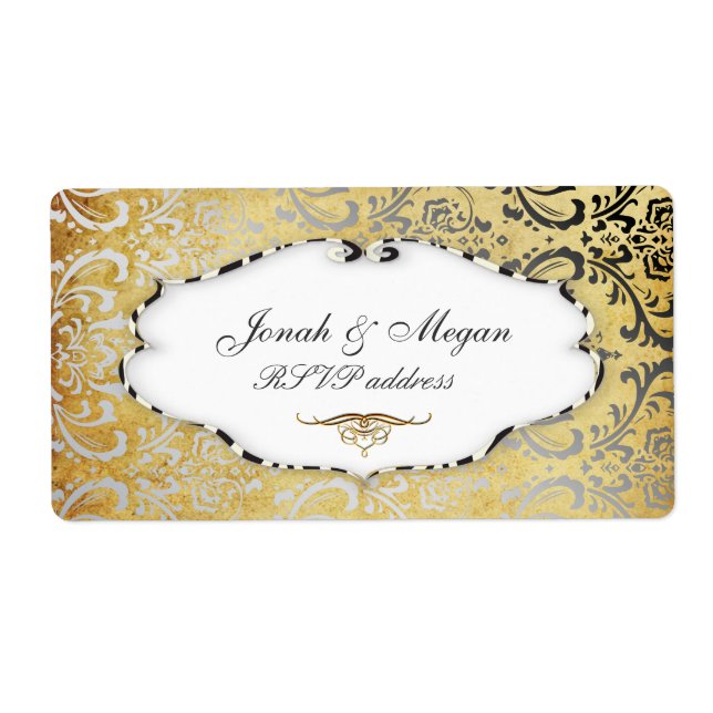 Étiquette PixDezines Felina, Rossi Vintage Damask (Devant)