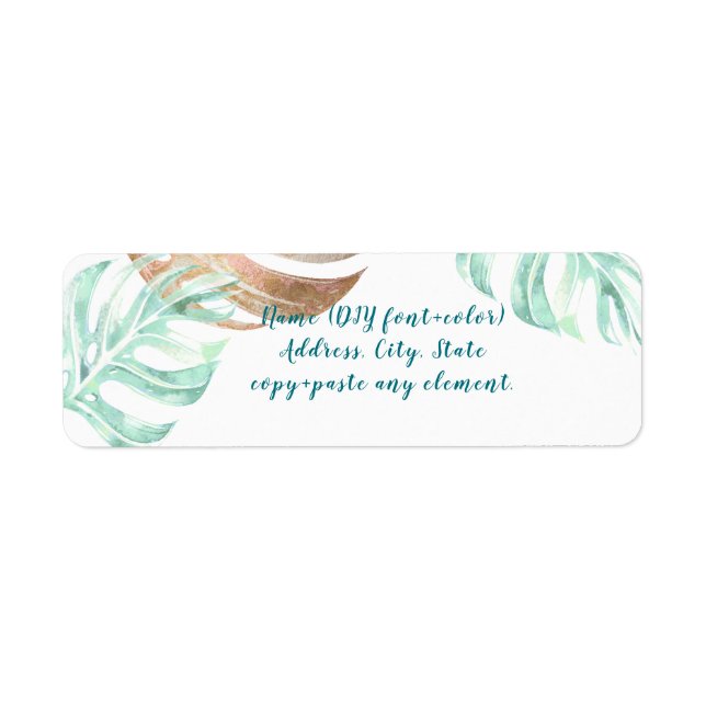 Étiquette PixDezines feuilles de Monstera aquarelle, vert sa (Devant)