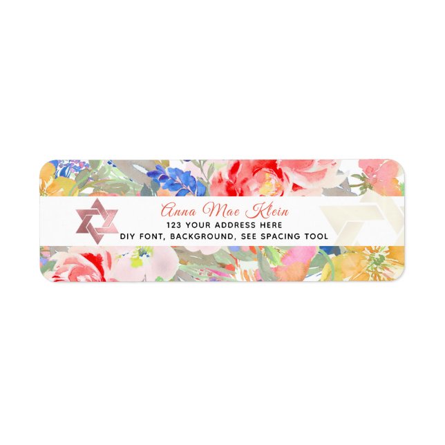 Étiquette PixDezines Fleurs aquarelles, Peonies de corail (Devant)