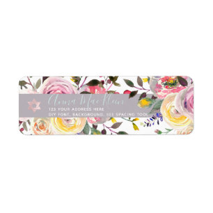 Étiquette PixDezines Fleurs aquarelles, Roses pastel