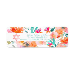 Étiquette PixDezines Fleurs aquarelles, Tangerine Ora Roses
