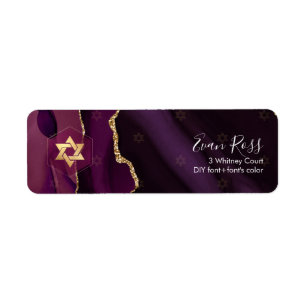 Étiquette PixDezines Mitzvah Aquarelle Agate Bourgogne