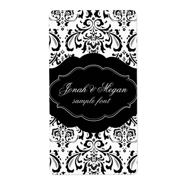Étiquette PixDezines Rossi Damask/do-it-yourself/noir+blanc (Devant)