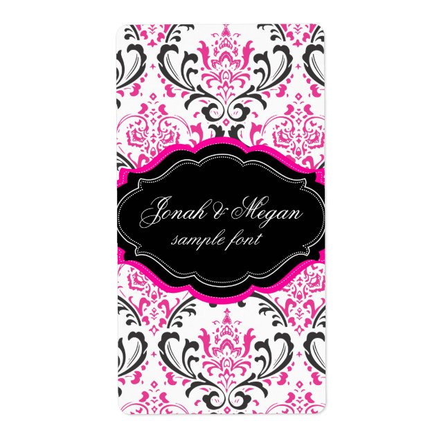 Étiquette PixDezines Rossi Damask/do-it-yourself/noir+rose c (Devant)