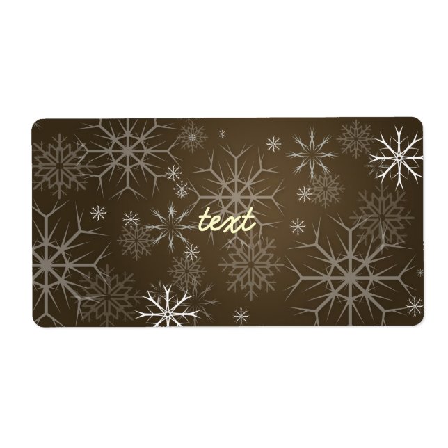 Étiquette PixDezines Snowflakes Blanc + Mocha (Devant)