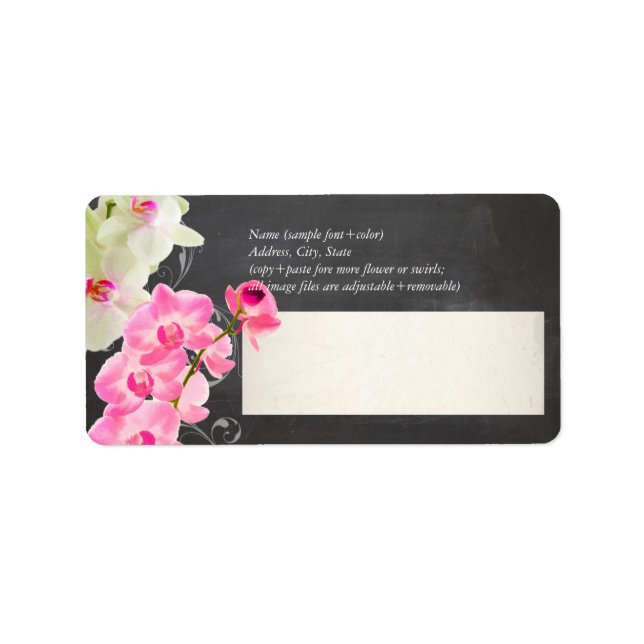 Étiquette PixDezines tableau noir+kona orchidée rose (Devant)