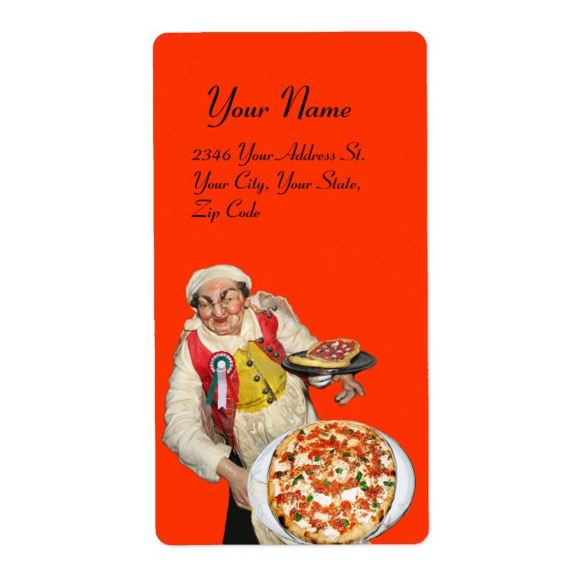 Étiquette PIZZA ITALIENNE rouge vert blanc orange (Devant)