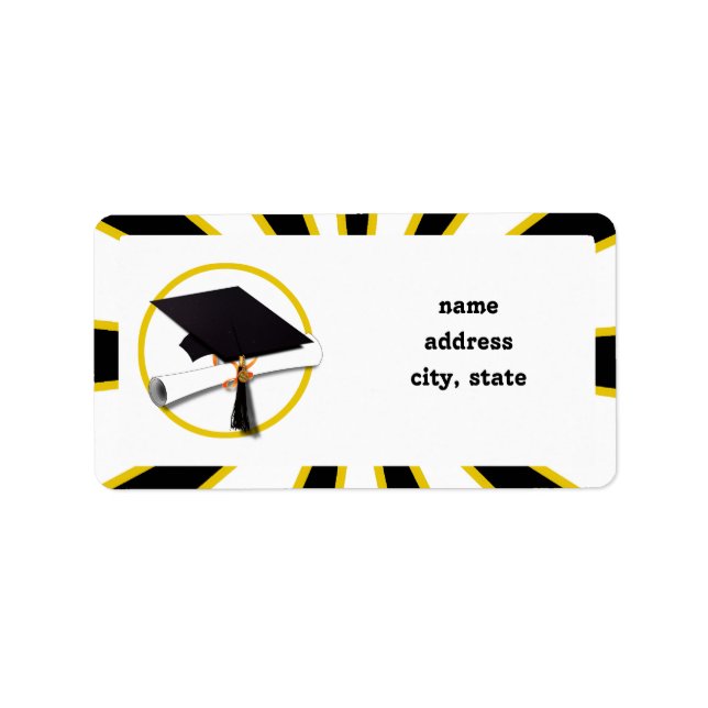 Étiquette Plafond de diplôme avec diplôme - Or & Noir (Devant)