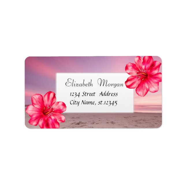 Étiquette Plage de coucher de soleil tropicale moderne, Hibi (Devant)