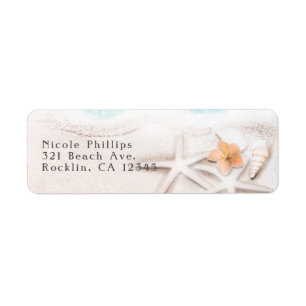 Étiquette Plage de sable blanc Starfish Blue Ocean Invitatio