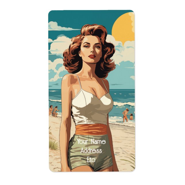 Étiquette Plage fille 1950 (Devant)