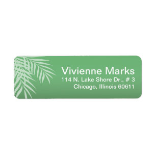 Étiquette Plage Palm Tree Silhouette jade