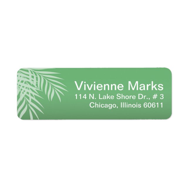 Étiquette Plage Palm Tree Silhouette | jade (Devant)