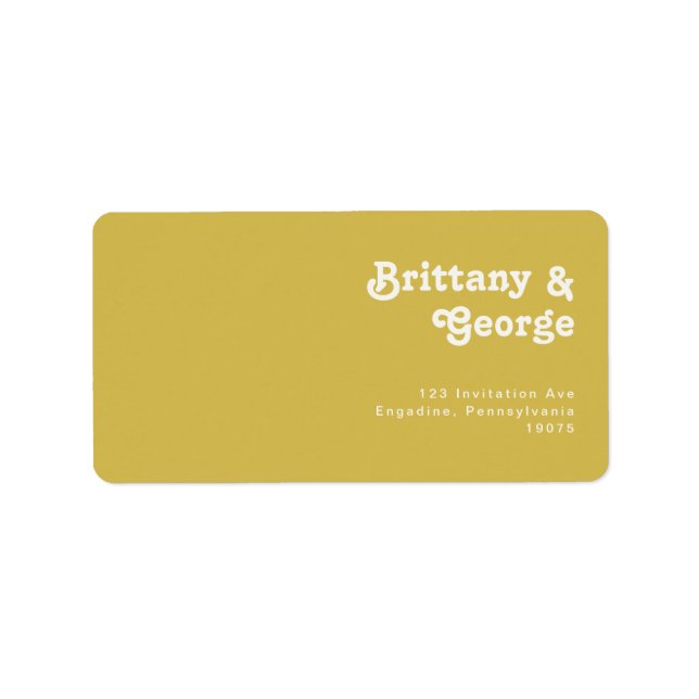 Étiquette Plage Retro | Gold Wedding RSVP Adresse de retour (Devant)