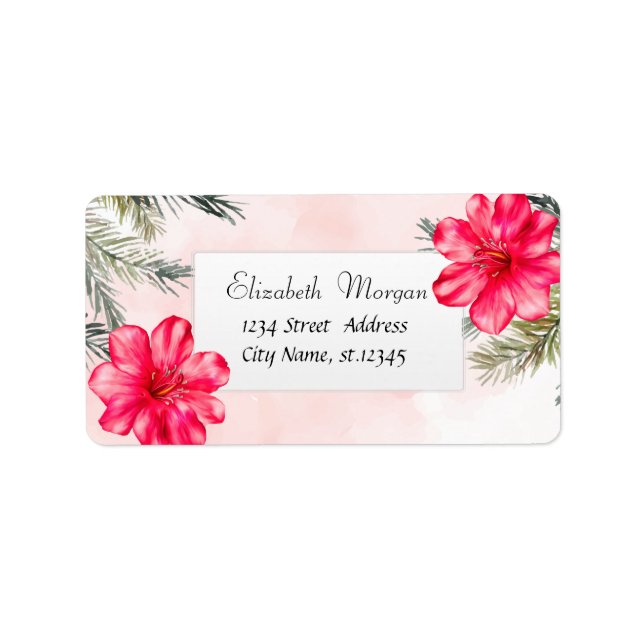 Étiquette Plage tropicale moderne, Feuilles de palmiers, Hib (Devant)