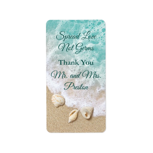 Étiquette Plage Turquoise Vagues Répandu Amour Main Sani Tal (Devant)