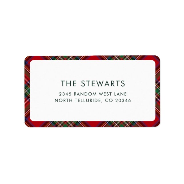 Étiquette Plaid Red et Greet Stewart Tartan Adresse (Devant)