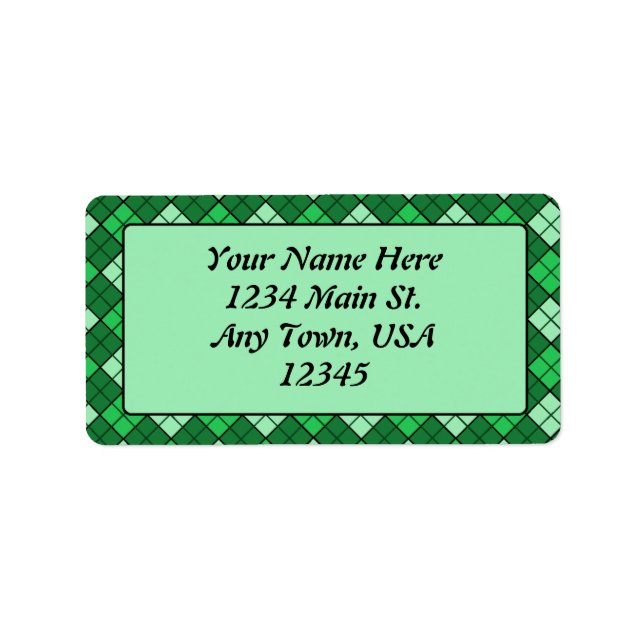 Étiquette Plaid vert (Devant)