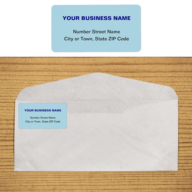 Étiquette Plain Texts Light Blue Business Address Label (Plain text light blue business address label on envelope)