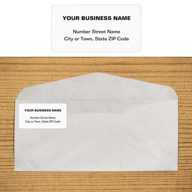 Étiquette Plain Texts White Business Address Label (Plain text white business address label on envelope)