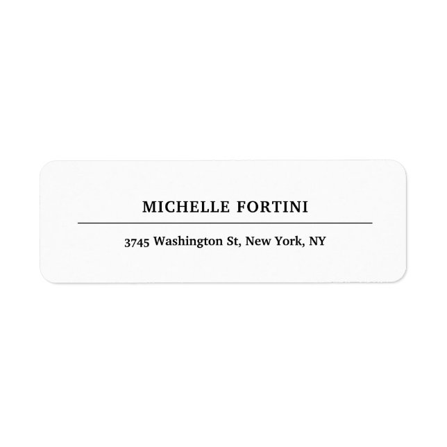 Étiquette Plaine minimaliste blanche classique (Devant)