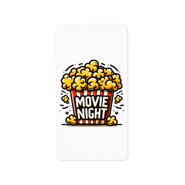 Étiquette Plaisir de soirée cinéma Popcorn ludique (Devant)