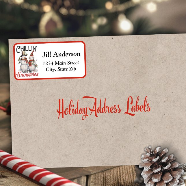 Étiquette Plaisir et Festiver Chillin avec Mes neiges Person (Fun and Festive Chillin With My Snowmies Custom Label)