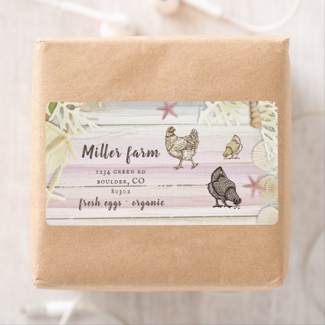 Étiquette Planche côtière Bois Script rustique Oeuf Carton É (En situation)