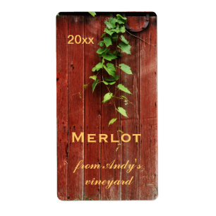 Étiquette planches en bois de grange rouge rustique avec la