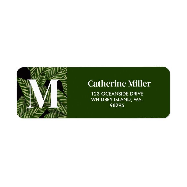 Étiquette Plante de feuille tropicale moderne Imprimer Monog (Devant)
