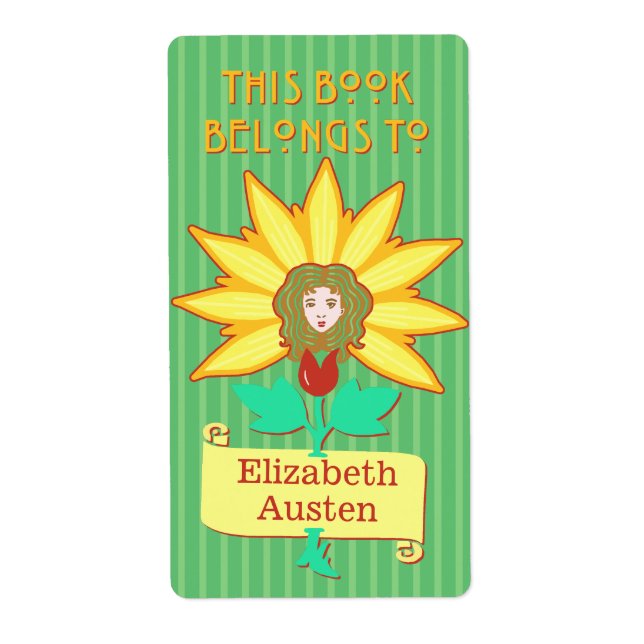 Étiquette Plaque Ce livre appartient à Art Nouveau Flower (Devant)