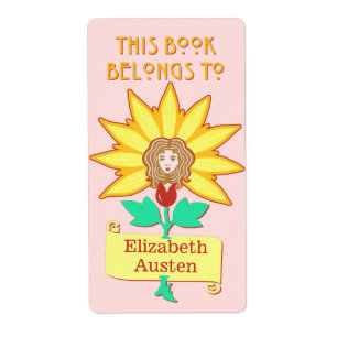 Étiquette Plaque Ce livre appartient à Art Nouveau Flower