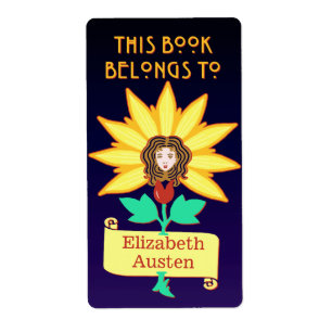 Étiquette Plaque Ce livre appartient à Art Nouveau Flower