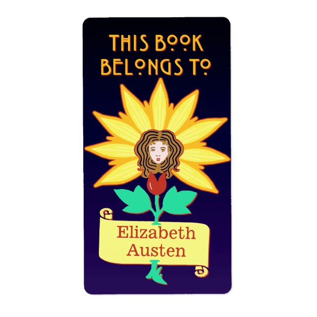 Étiquette Plaque Ce livre appartient à Art Nouveau Flower (Devant)