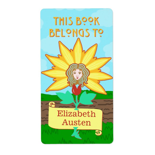 Étiquette Plaque Ce livre appartient à Art Nouveau Flower (Devant)