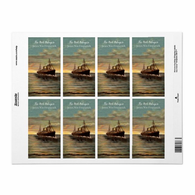 Étiquette Plaque d'art océanique marine vintage (Feuille entière)