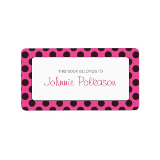 Étiquette Plaque de démarrage rose chaud et Polka Brown