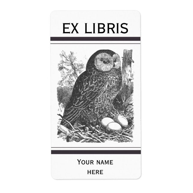 Étiquette Plaque de dessin de chouette à broyage rétro (Devant)