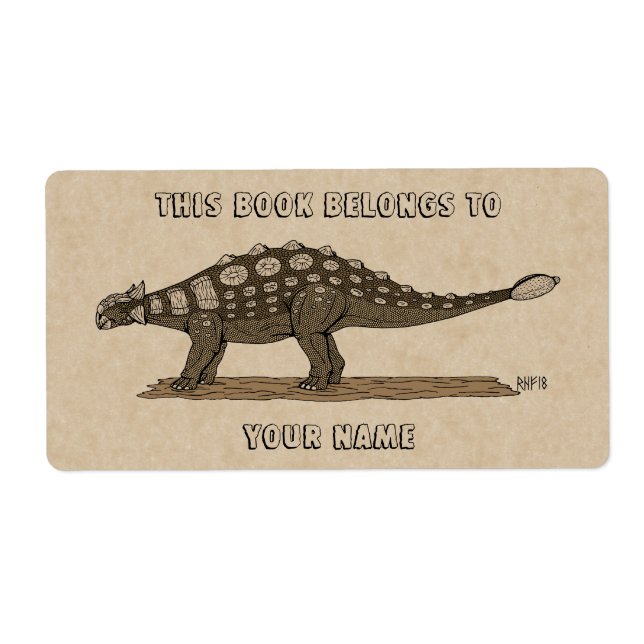 Étiquette Plaque d'enregistrement de Dinosaure Crétacé Ankyl (Devant)