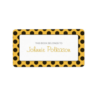 Étiquette Plaque d'enregistrement Polka Brown orange et fonc