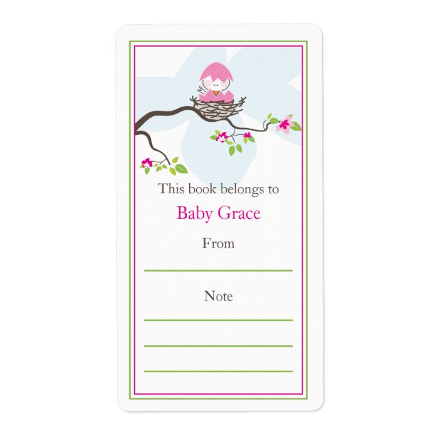 Étiquette Plaque d'enregistrement pour bébé oiseau (Devant)