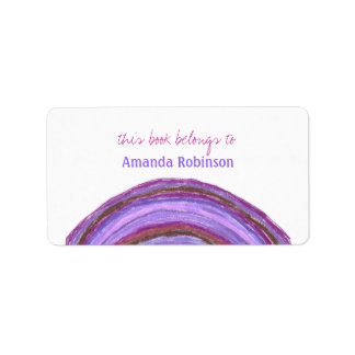 Étiquette Plaque-livre personnalisée en arc-en-ciel violet